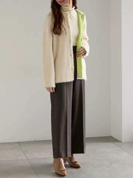 【R by Te chichi】ダブルフェイスフェザーカーディガン（オフホワイト/グレー/レッド/パープル）｜Te chichi（テチチ）通販