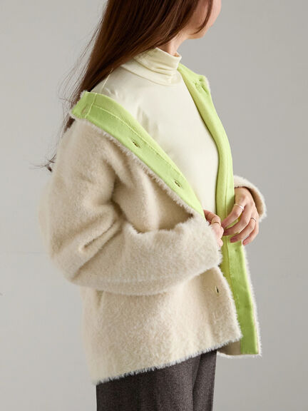 【R by Te chichi】ダブルフェイスフェザーカーディガン（オフホワイト/グレー/レッド/パープル）｜Te chichi（テチチ）通販