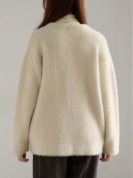 【R by Te chichi】ダブルフェイスフェザーカーディガン（オフホワイト/グレー/レッド/パープル）｜Te chichi（テチチ）通販