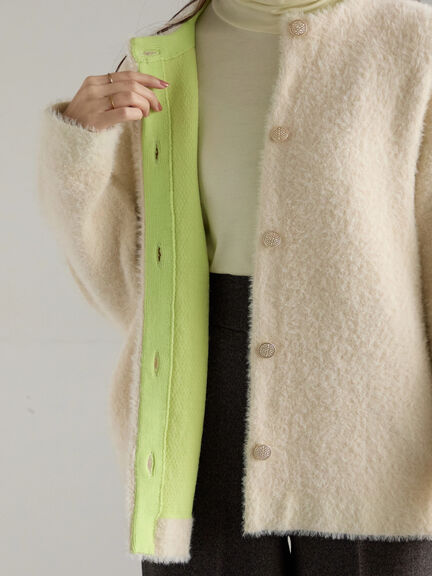 【R by Te chichi】ダブルフェイスフェザーカーディガン（オフホワイト/グレー/レッド/パープル）｜Te chichi（テチチ）通販