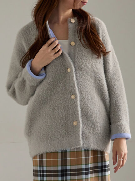 【R by Te chichi】ダブルフェイスフェザーカーディガン（オフホワイト/グレー/レッド/パープル）｜Te chichi（テチチ）通販