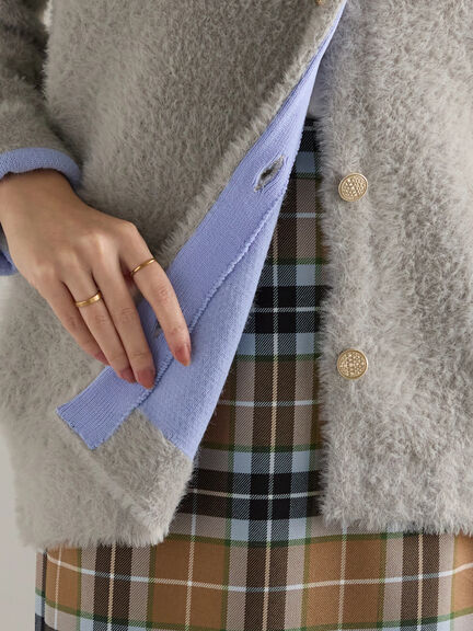 【R by Te chichi】ダブルフェイスフェザーカーディガン（オフホワイト/グレー/レッド/パープル）｜Te chichi（テチチ）通販