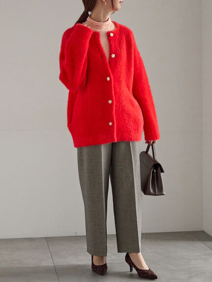 【R by Te chichi】ダブルフェイスフェザーカーディガン（オフホワイト/グレー/レッド/パープル）｜Te chichi（テチチ）通販