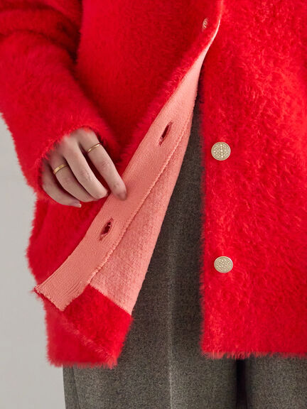 【R by Te chichi】ダブルフェイスフェザーカーディガン（オフホワイト/グレー/レッド/パープル）｜Te chichi（テチチ）通販