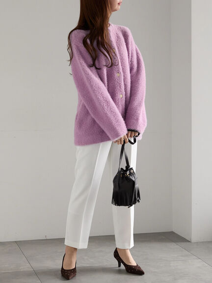 【R by Te chichi】ダブルフェイスフェザーカーディガン（オフホワイト/グレー/レッド/パープル）｜Te chichi（テチチ）通販