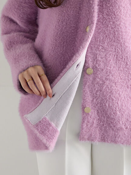 【R by Te chichi】ダブルフェイスフェザーカーディガン（オフホワイト/グレー/レッド/パープル）｜Te chichi（テチチ）通販