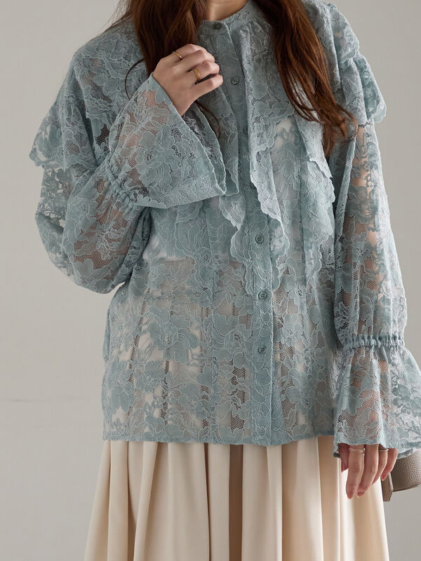 セール】 レースフリルレイヤードブラウス《2025winter catalog item