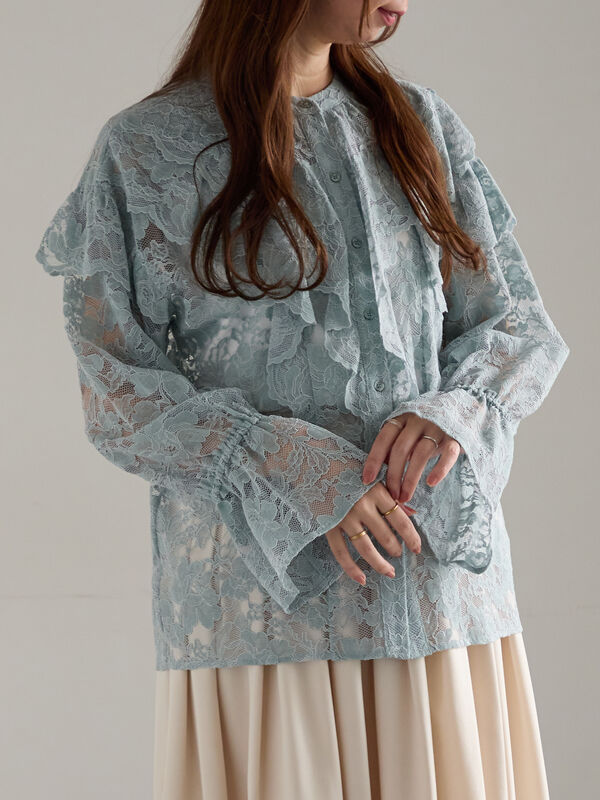 セール】 レースフリルレイヤードブラウス《2025winter catalog item