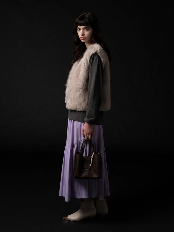 セール】 マットタフタバイヤスティアードスカート《2025winter