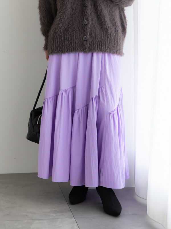 Lilac mama カルべディエム セール】 マットタフタバイヤスティアードスカート《2025winter
