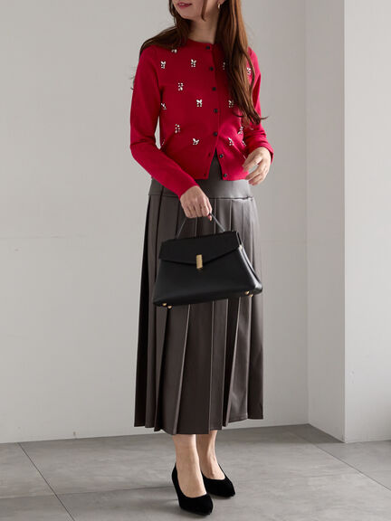 ビジューニットコンパクトカーディガン（グレー/ブラック/レッド）｜Te chichi（テチチ）通販