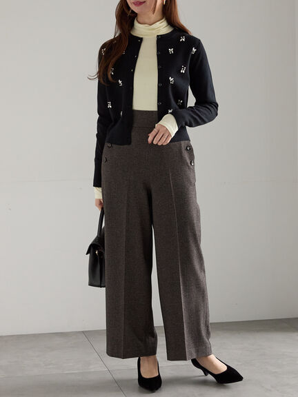 ビジューニットコンパクトカーディガン（グレー/ブラック/レッド）｜Te chichi（テチチ）通販