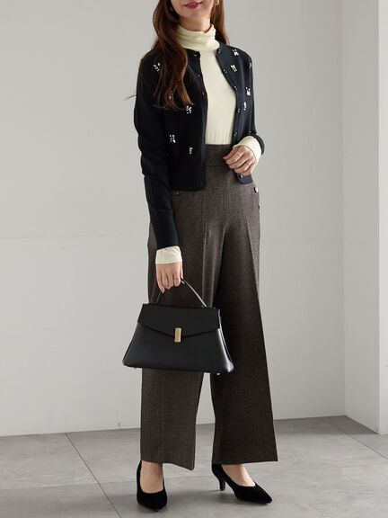 ビジューニットコンパクトカーディガン（グレー/ブラック/レッド）｜Te chichi（テチチ）通販