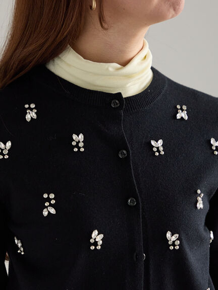 ビジューニットコンパクトカーディガン（グレー/ブラック/レッド）｜Te chichi（テチチ）通販