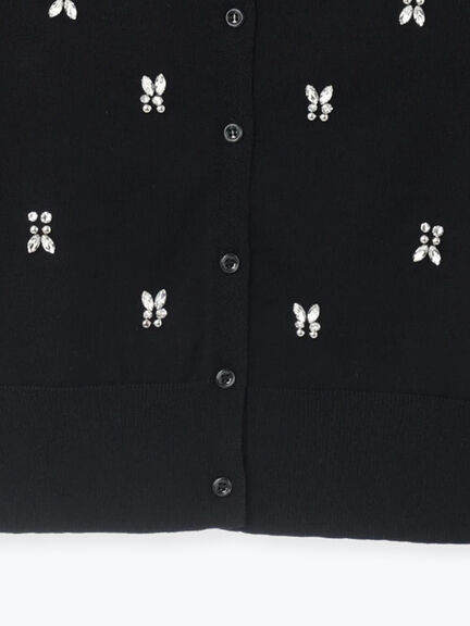 ビジューニットコンパクトカーディガン（グレー/ブラック/レッド）｜Te chichi（テチチ）通販