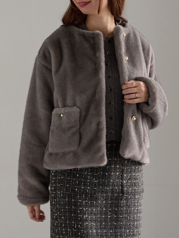 グラデーションファーノーカラージャケット《2025winter catalog item