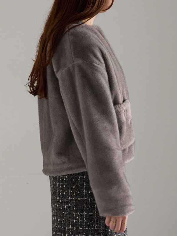 グラデーションファーノーカラージャケット《2025winter catalog item