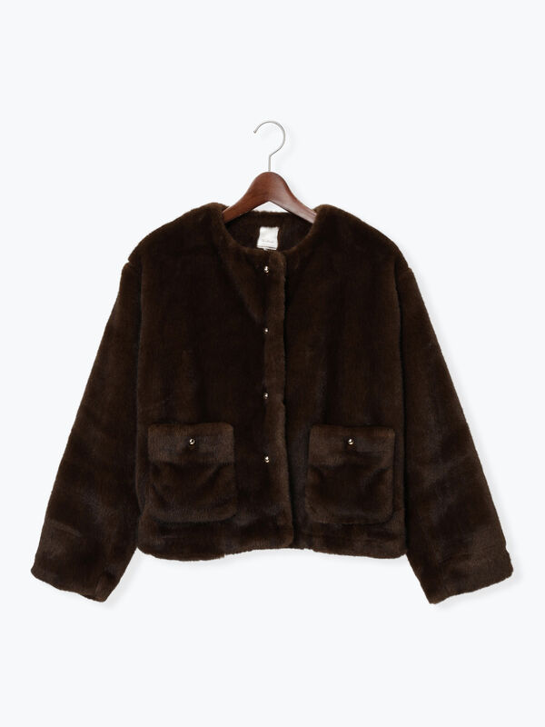 セール】 グラデーションファーノーカラージャケット《2025winter