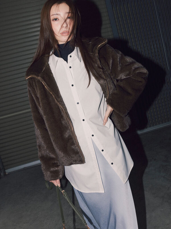 【宮本茉由着用】グラデーションファースタンドジャケット（ブラウン）｜Te chichi（テチチ）通販