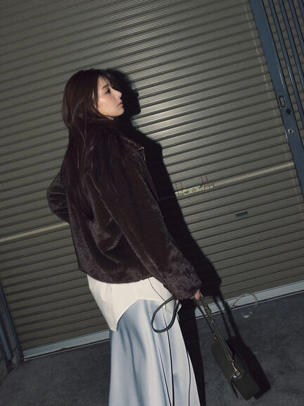 【宮本茉由着用】グラデーションファースタンドジャケット（グレー/ブラウン）｜Te chichi（テチチ）通販