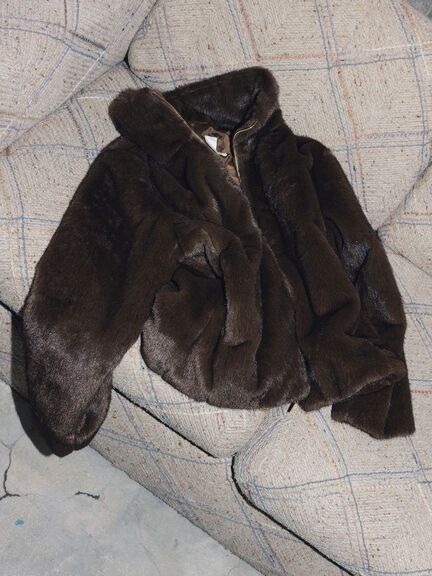 【宮本茉由着用】グラデーションファースタンドジャケット（グレー/ブラウン）｜Te chichi（テチチ）通販