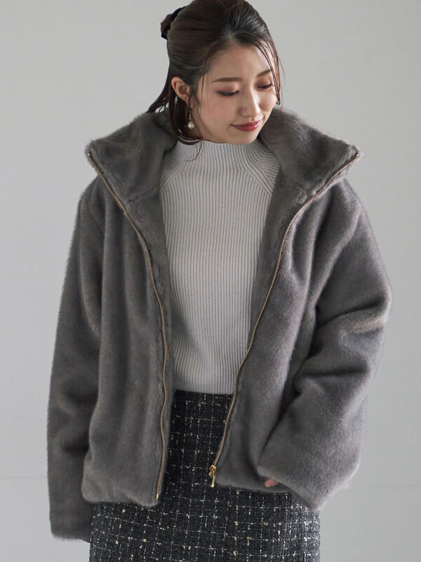 セール】 【宮本茉由着用】グラデーションファースタンドジャケット