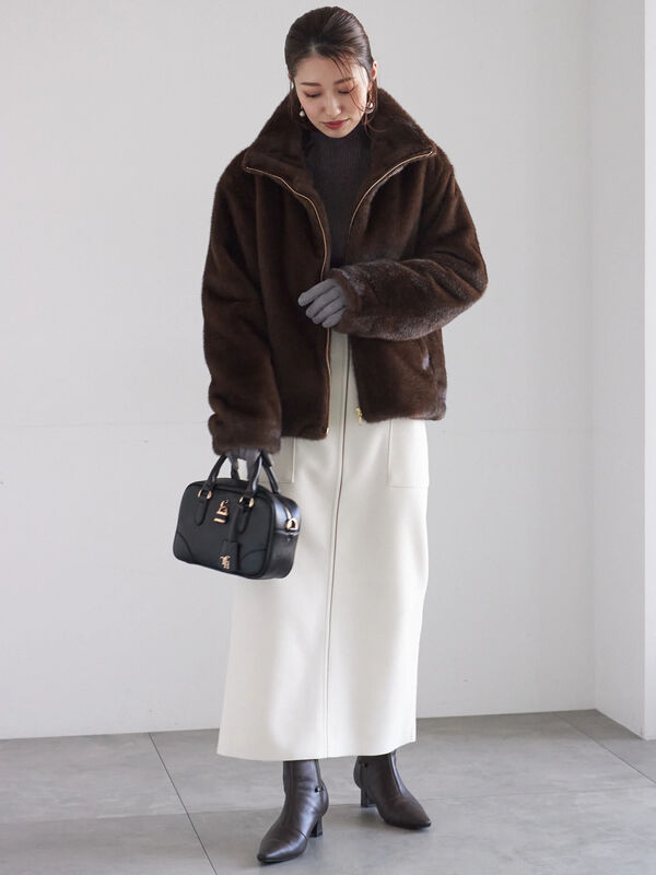 セール】 【宮本茉由着用】グラデーションファースタンドジャケット