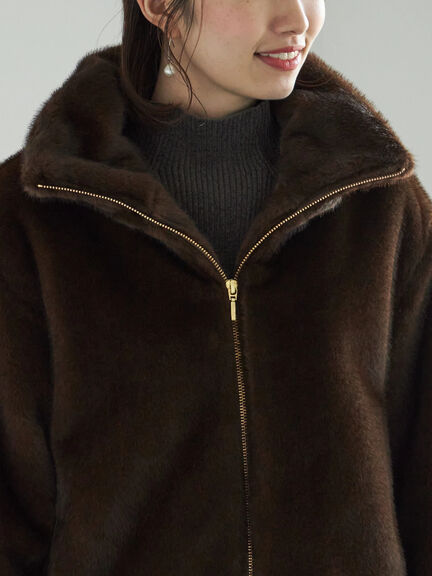 【宮本茉由着用】グラデーションファースタンドジャケット（グレー/ブラウン）｜Te chichi（テチチ）通販