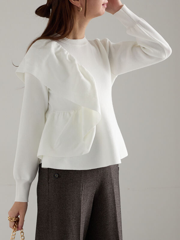 セール】 アシンメトリーフリルニット《2025winter catalog item