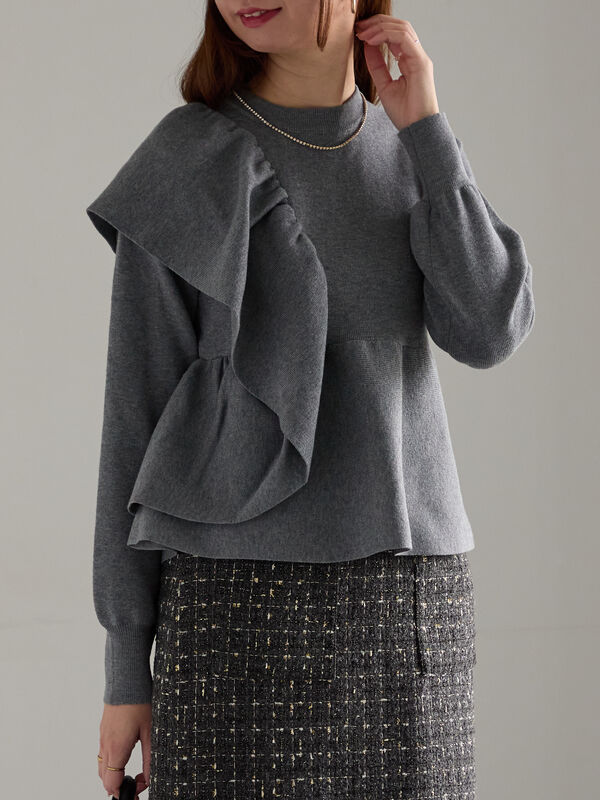 セール】 アシンメトリーフリルニット《2025winter catalog item