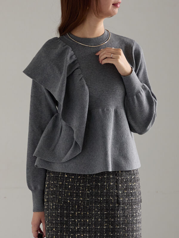 セール】 アシンメトリーフリルニット《2025winter catalog item