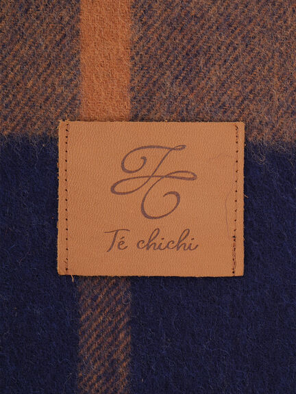 ウールビッグチェックストール（オレンジ/サックスブルー）｜Te chichi（テチチ）通販