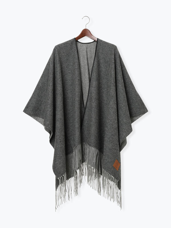 セール】 ウールポンチョ（グレー/ブラウン/アクセサリー/ストール