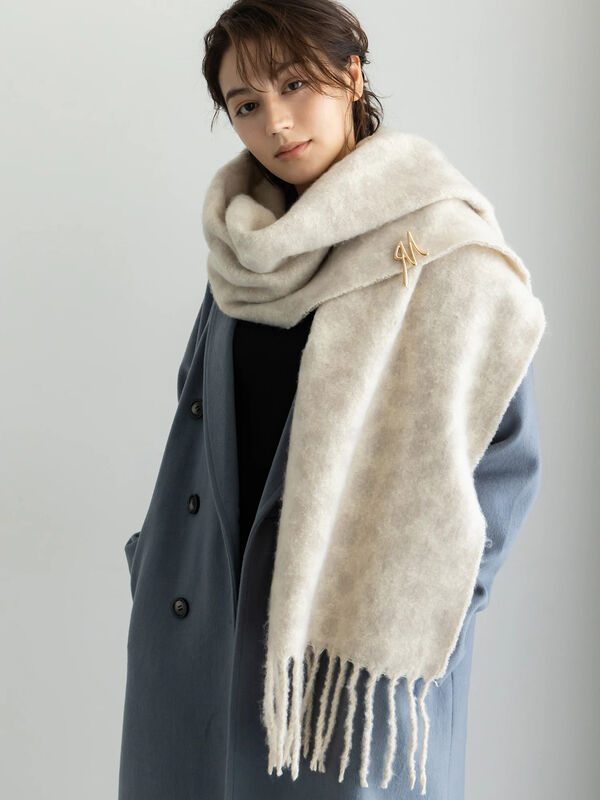 レオパードマフラー（オフホワイト/チャコールグレー/アクセサリー