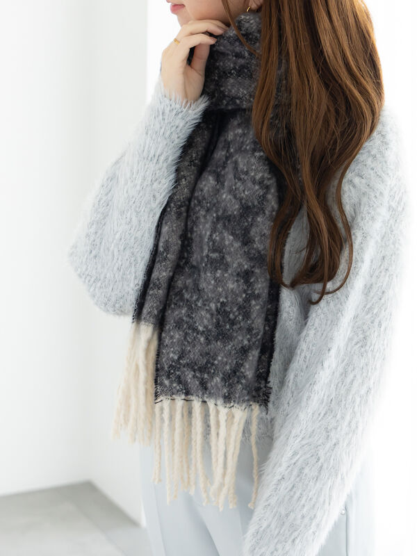 レオパードマフラー（オフホワイト/チャコールグレー/アクセサリー