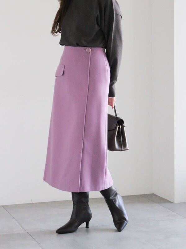 メルトンジャージートラペーズスカート（ブラック/パープル/Sグレー