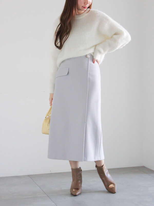 セール】 メルトンジャージートラペーズスカート（ブラック/パープル