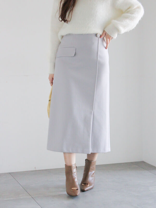 セール】 メルトンジャージートラペーズスカート（ブラック/パープル