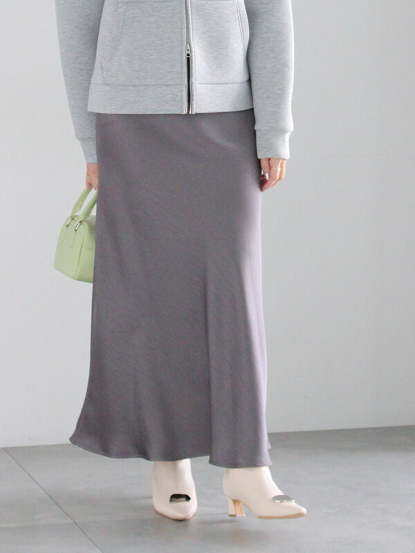 maa様グレー一枚 セール】 【宮本茉由着用】ヴィンテージサテンナロースカート