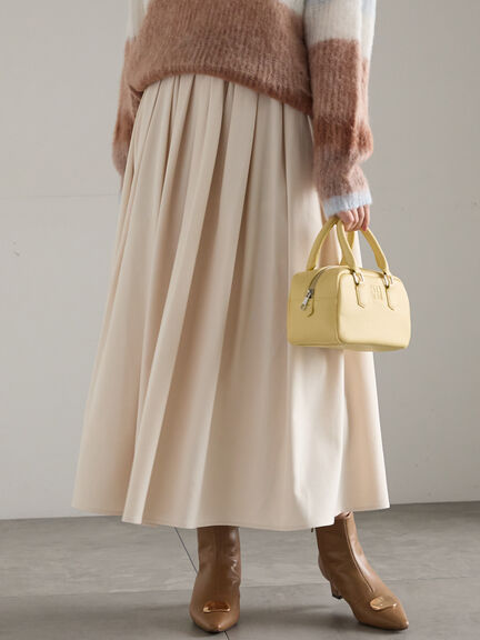 セール】 フラッフィーツイルタックフレアスカート（オフホワイト