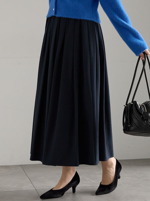 フラッフィーツイルタックフレアスカート（オフホワイト/ブルー