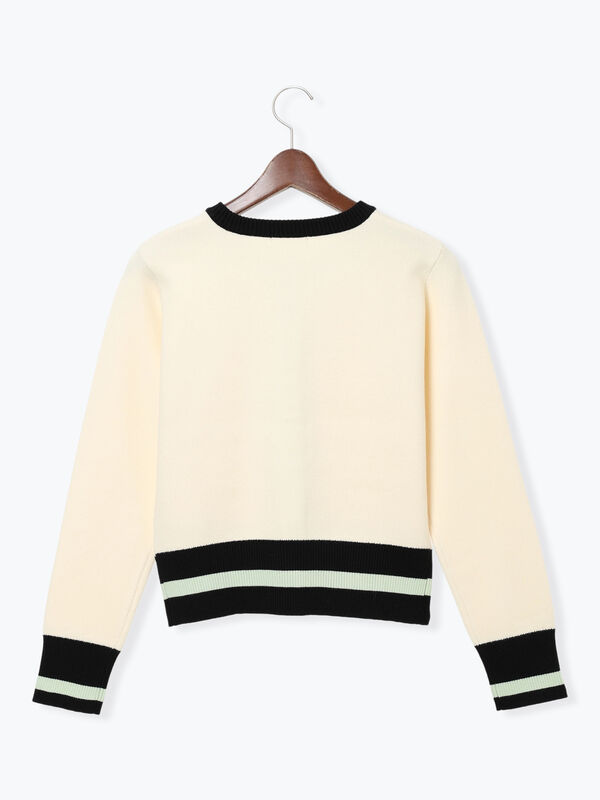 バイカラークラシカルカーディガン（オフホワイト/ブラック/ブラウン