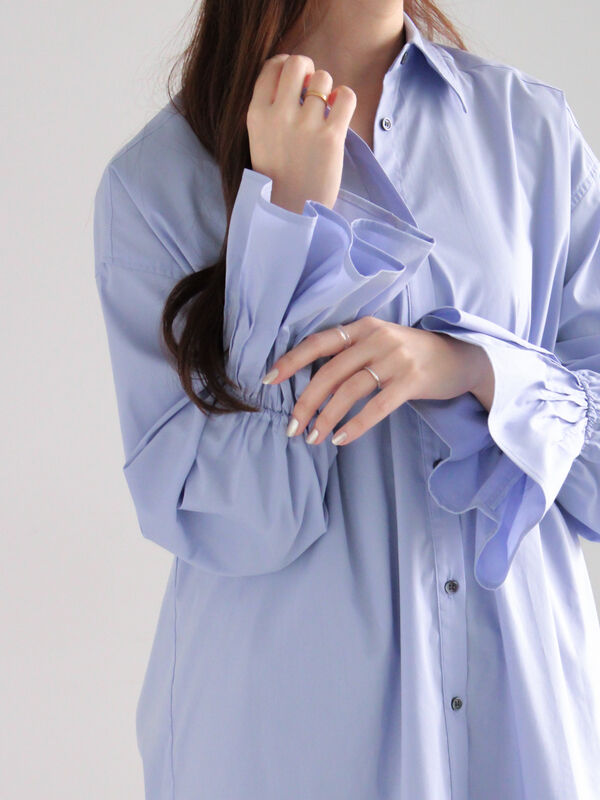 セール】 【宮本茉由着用】ピンタックフレアカフスシャツ（オフ