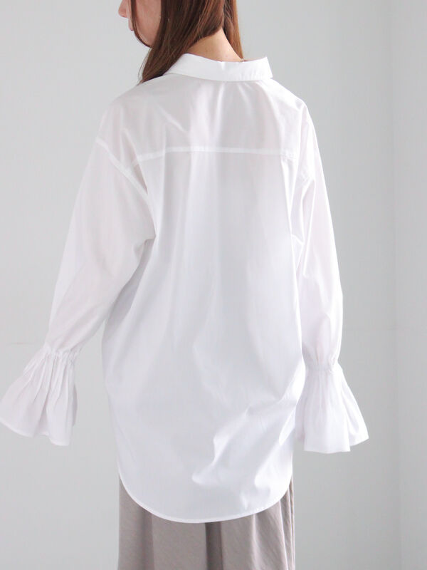 セール】 【宮本茉由着用】ピンタックフレアカフスシャツ（オフ