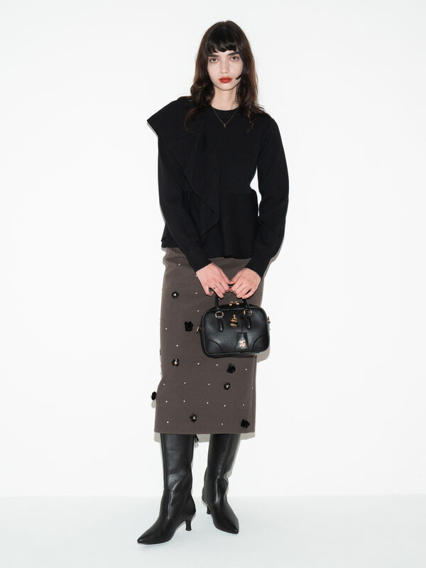 ビジューデザインナロースカート《2025winter catalog item》(モカ ビジューデザインナロースカート《2025winter catalog item》(モカ