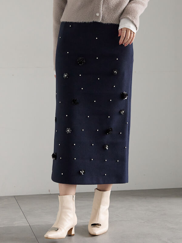 セール】 ビジューデザインナロースカート《2025winter catalog item