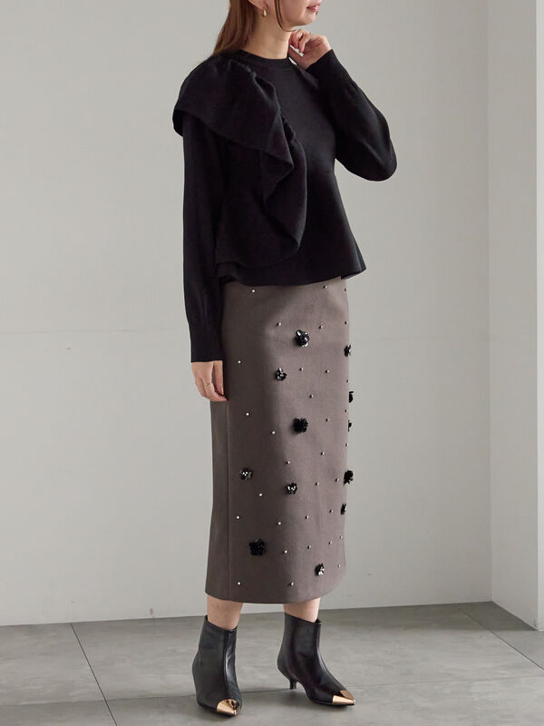 セール】 ビジューデザインナロースカート《2025winter catalog item