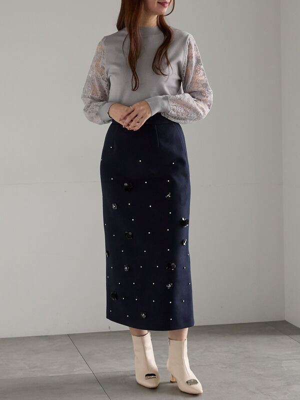 セール】 ビジューデザインナロースカート《2025winter catalog item