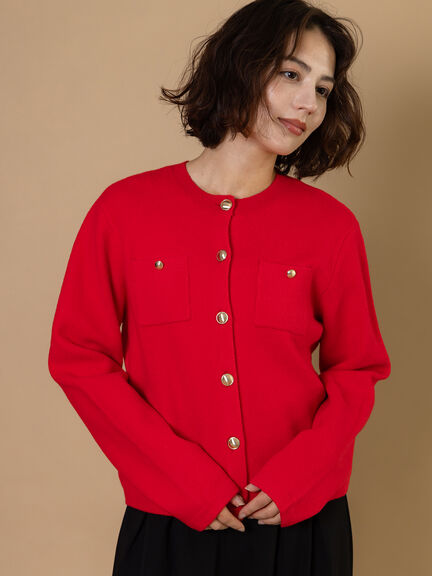 【R by Te chichi】ポケット付きミラノリブカーディガン（レッド）｜Te chichi（テチチ）通販