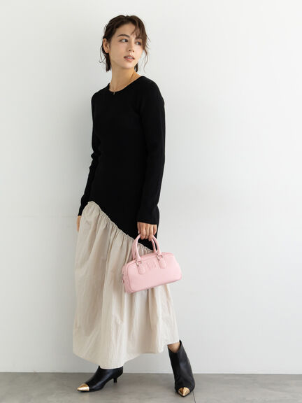 【宮本茉由着用】リブニットドッキングアシメワンピース（グレー/チャコールグレー/ブラック）｜Te chichi（テチチ）通販